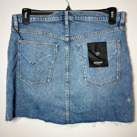 Hudson Jeans Womens The Viper Mini Denim Skirt Blue Size 32 Raw Hem W834DPP NWT - Picture 5 of 11